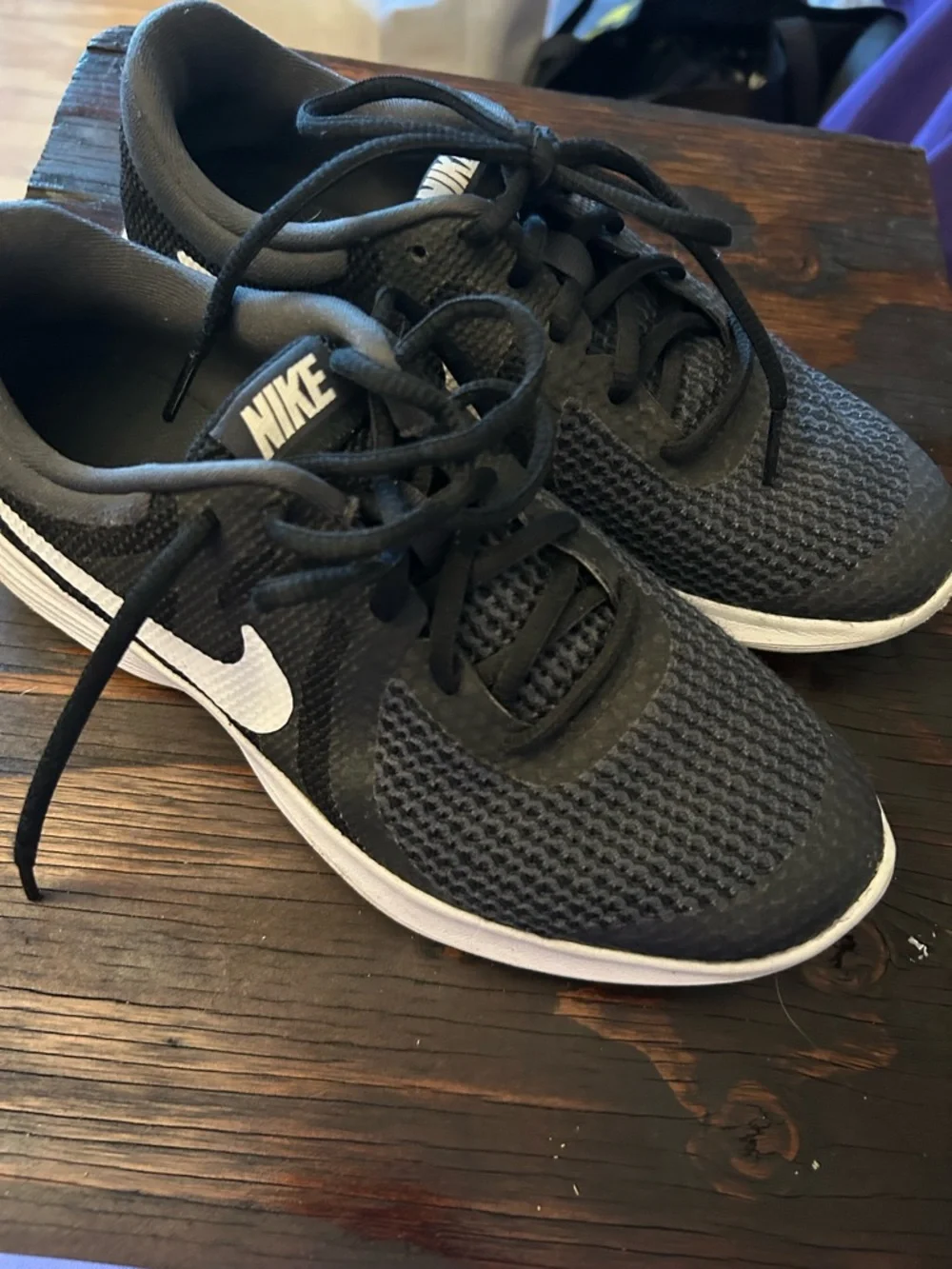 Nike Black Athletic Sneakers with White Logo - Picture 3 of 5
